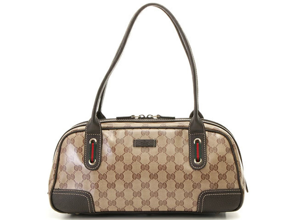 Gucci GG Crystal Handbag Beige Cream Dark Brown
